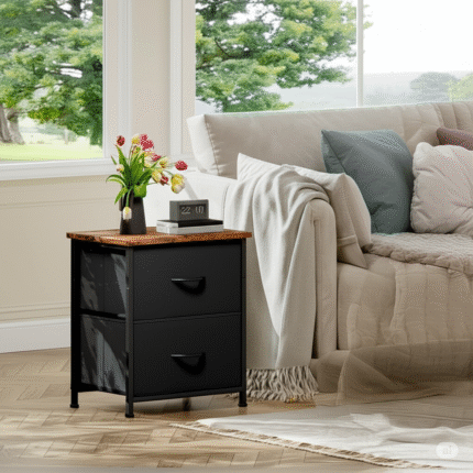 Somdot 2-Drawer Modern Fabric Nightstand Bedside Table Storage Organizer - Never Used