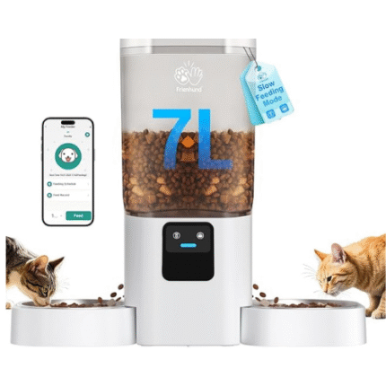 Dual-Band WiFi Smart Pet Food Dispenser with Dual Bowls for 2 Cats & Dogs, 7L Capacity, Slow Feed - Never Used