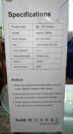 Household Dehumidifier 2.4L - Image 5