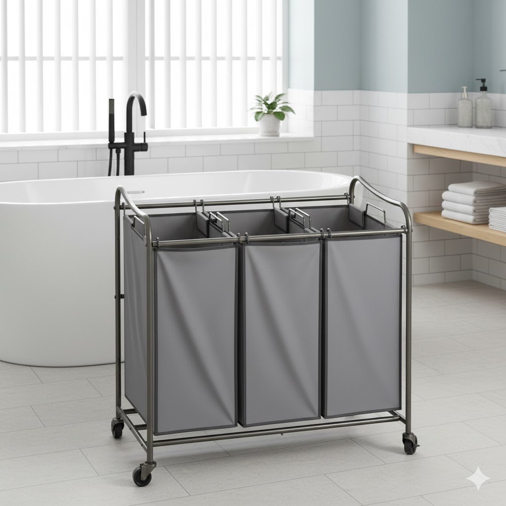 Premium 3 Bag Heavy Duty Rolling Laundry Sorter Laundry Sorter